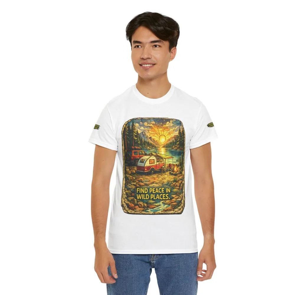 12457907539658305232_2048.jpeg Unisex Heavy Cotton Tee — "Find Peace In Wild Places" Design Cubic-Line