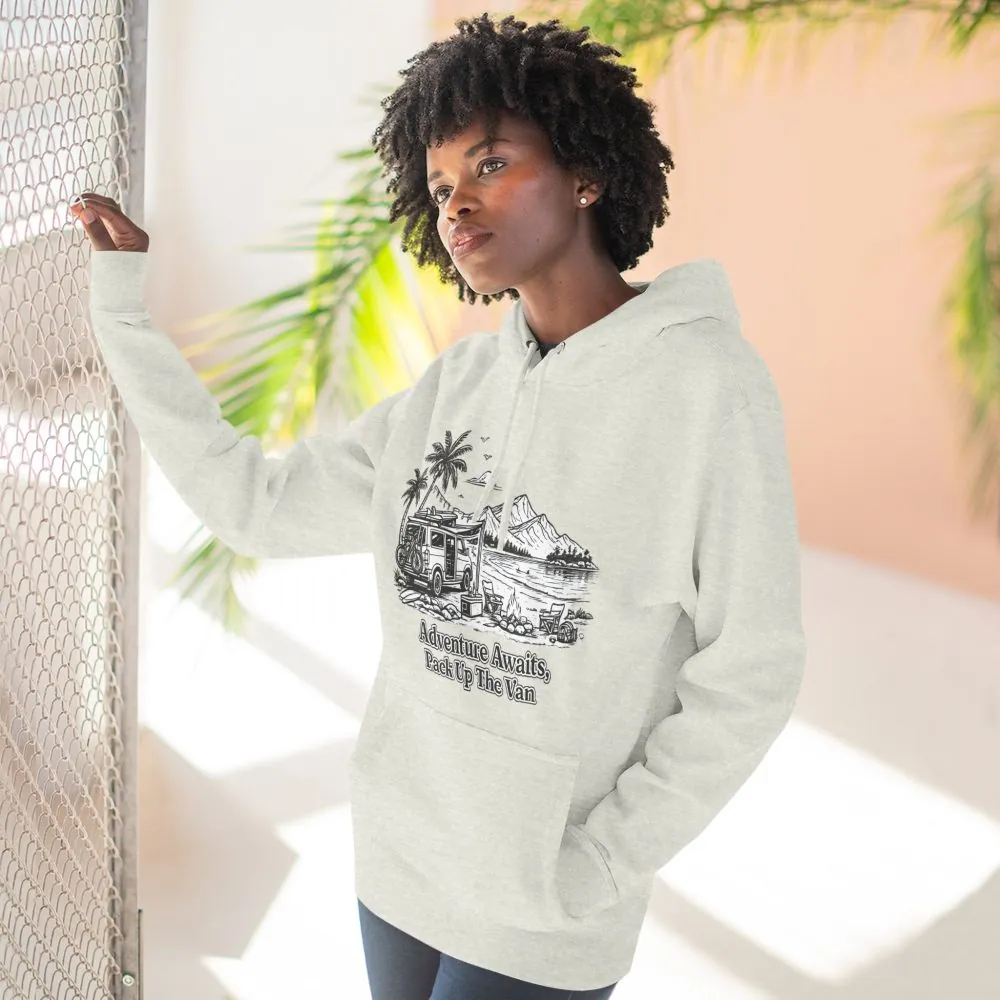 12462009753694902695_2048.jpeg Three-Panel Fleece Hoodie - "Adventure Awaits,Pack Up The Van" Design Minimal-Line