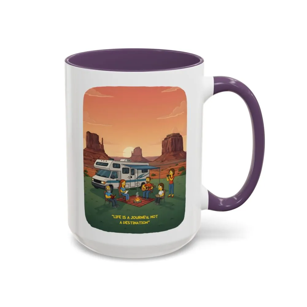 Accent Coffee Mug (11, 15oz) — "Life Is A Journey-Not A Destination" Design Sitcom-Line