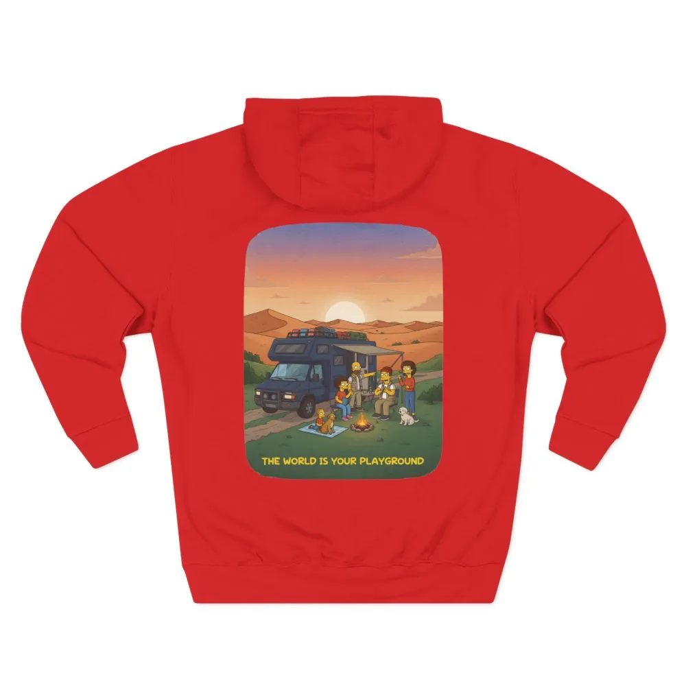 12476299447541565452_2048.jpeg Three-Panel Fleece Hoodie - "The World Is Your playground" Design Sitcom-Line
