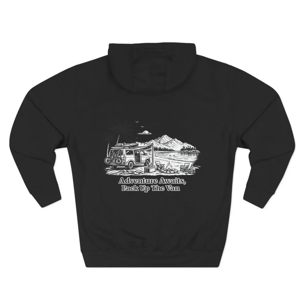 12476306868832825213_2048.jpeg Three-Panel Fleece Hoodie - "Adventure Awaits,Pack Up The Van" Design Minimal-Line