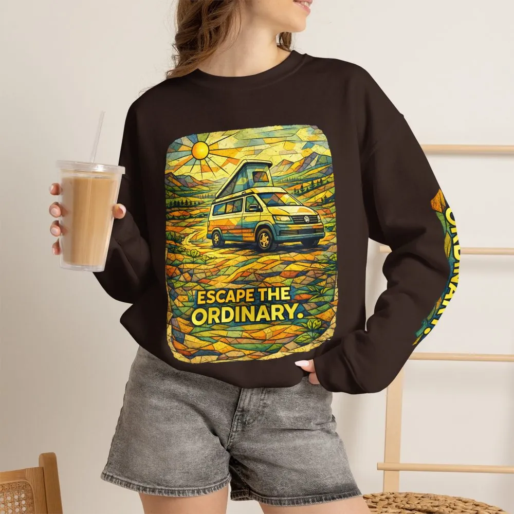12495252055058237977_2048.jpeg Unisex Heavy Blend™ Crewneck Sweatshirt — "Escape The Ordinary" Design Cubic-Line