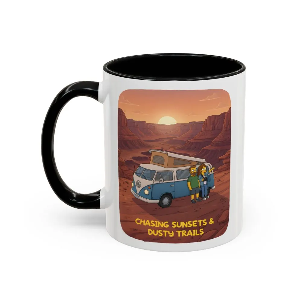 12499316796855877120_2048.jpeg Accent Coffee Mug (11, 15oz) — "Chasing Sunsets And Dusty Trails" Design Sitcom-Line