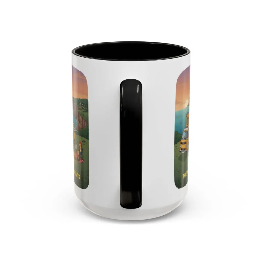 Accent Coffee Mug (11, 15oz) — "The World Awaits" Design Sitcom-Line