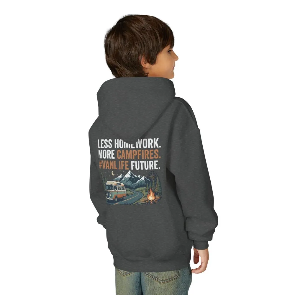 12515838226815680992_2048.jpeg Youth Hoodie(Gildan) – Less Worry, More Campfires #VanLife Adventure Pullover