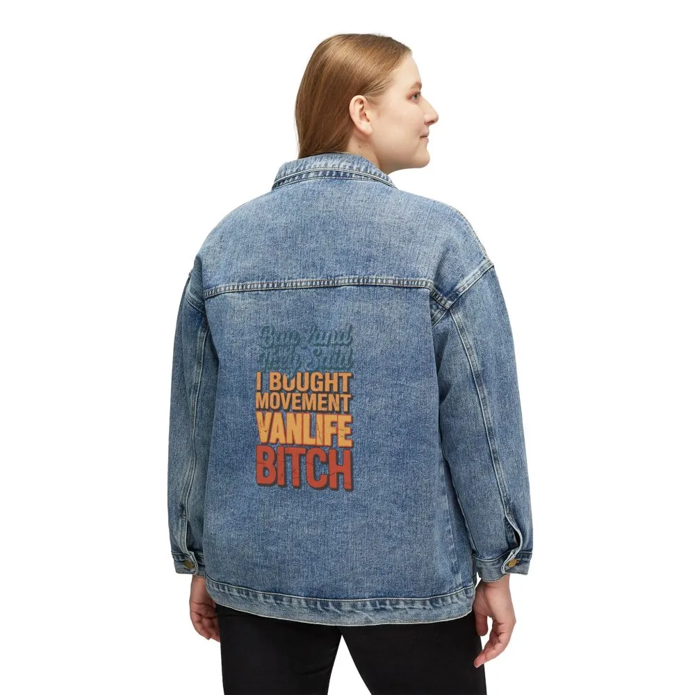 12516338010997352196_2048.jpeg Women's Denim Jacket — "Buy Land They Said" Design F**K-Line