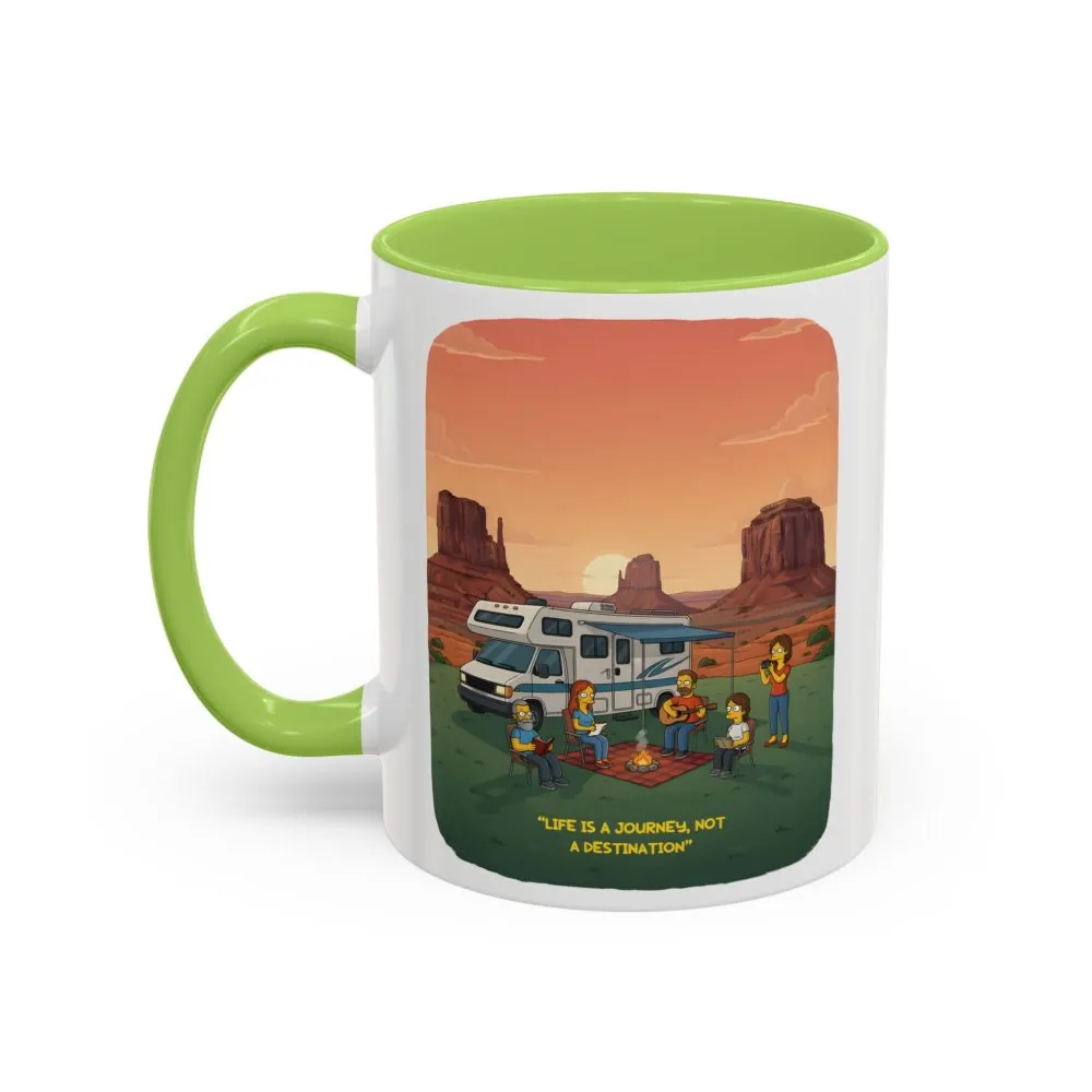 Accent Coffee Mug (11, 15oz) — "Life Is A Journey-Not A Destination" Design Sitcom-Line