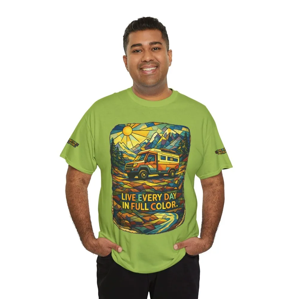 12553520843647429267_2048.jpeg Unisex Heavy Cotton Tee — "Live Life Every Day In Full Color" Design Cubic-Line