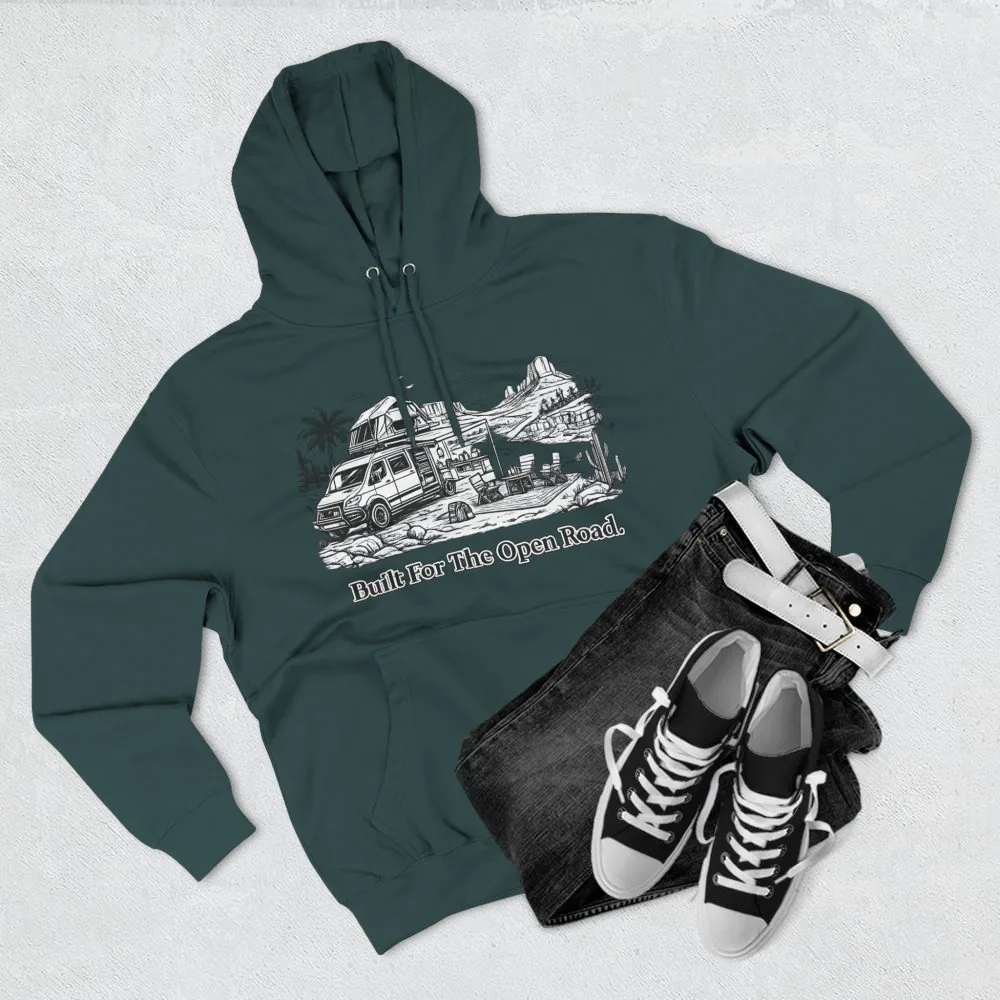 12558666736202812326_2048.jpeg Three-Panel Fleece Hoodie - "Built For The Open Road" Design Minimal-Line