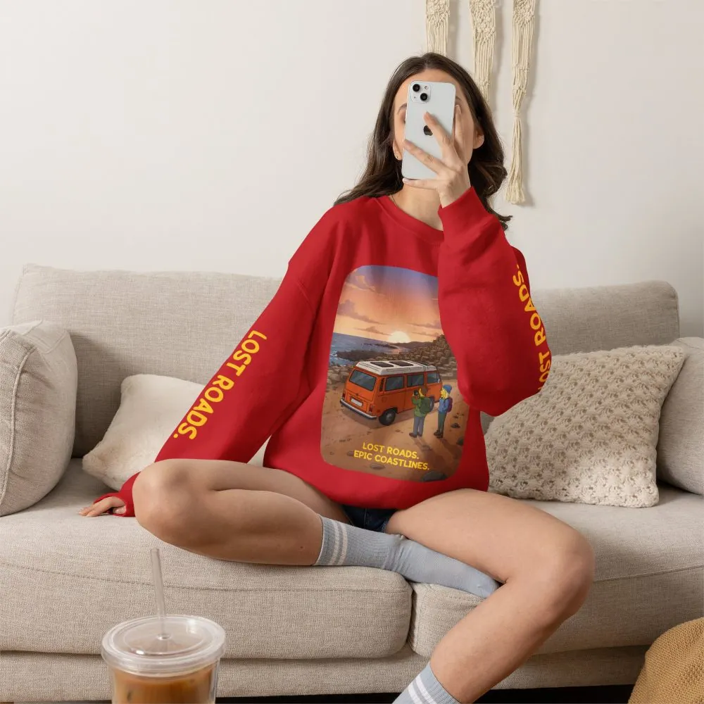 12561402562945574897_2048.jpeg Unisex Heavy Blend™ Crewneck Sweatshirt — "Lost Roads Epic Coastlines" Design Sitcom-Line