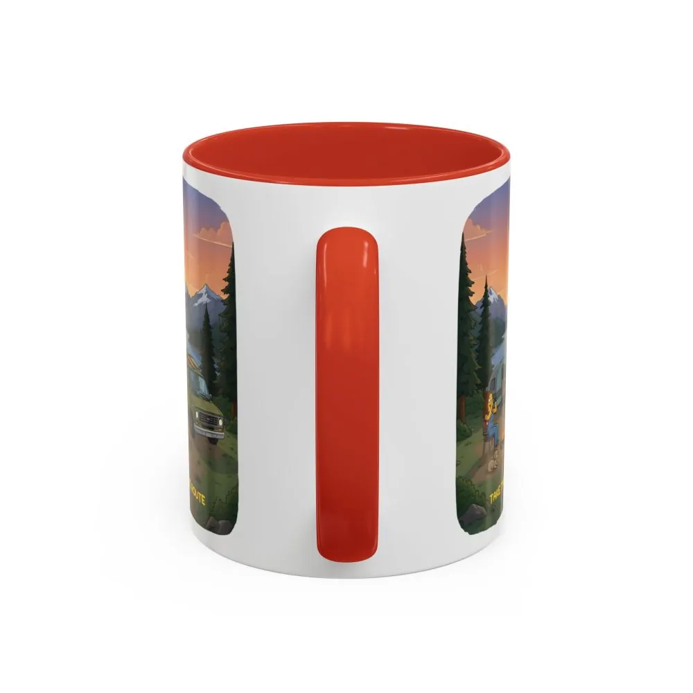 Accent Coffee Mug (11, 15oz) — "Take The Scenic Route" Design Sitcom-Line