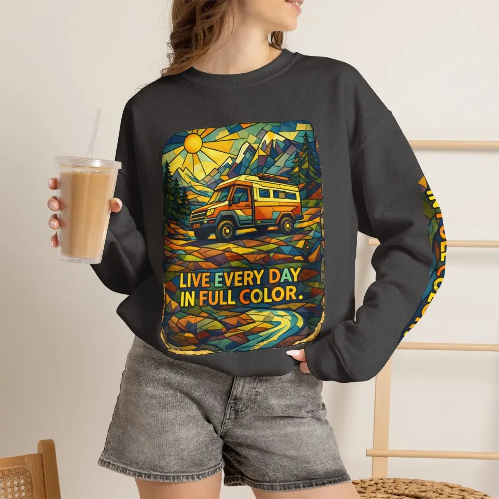 12575301065252576_2048.jpeg Unisex Heavy Blend™ Crewneck Sweatshirt — "Live Every Day InFull Color" Design Cubic-Line