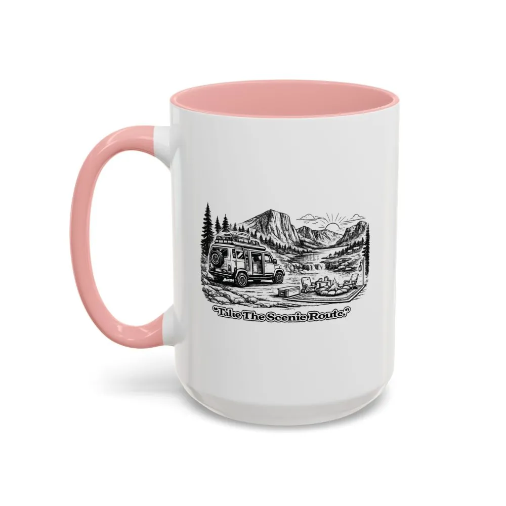 12580287797905235135_2048.jpeg Accent Coffee Mug (11, 15oz) — "Take The Scenic Route" Design Minimal-Line