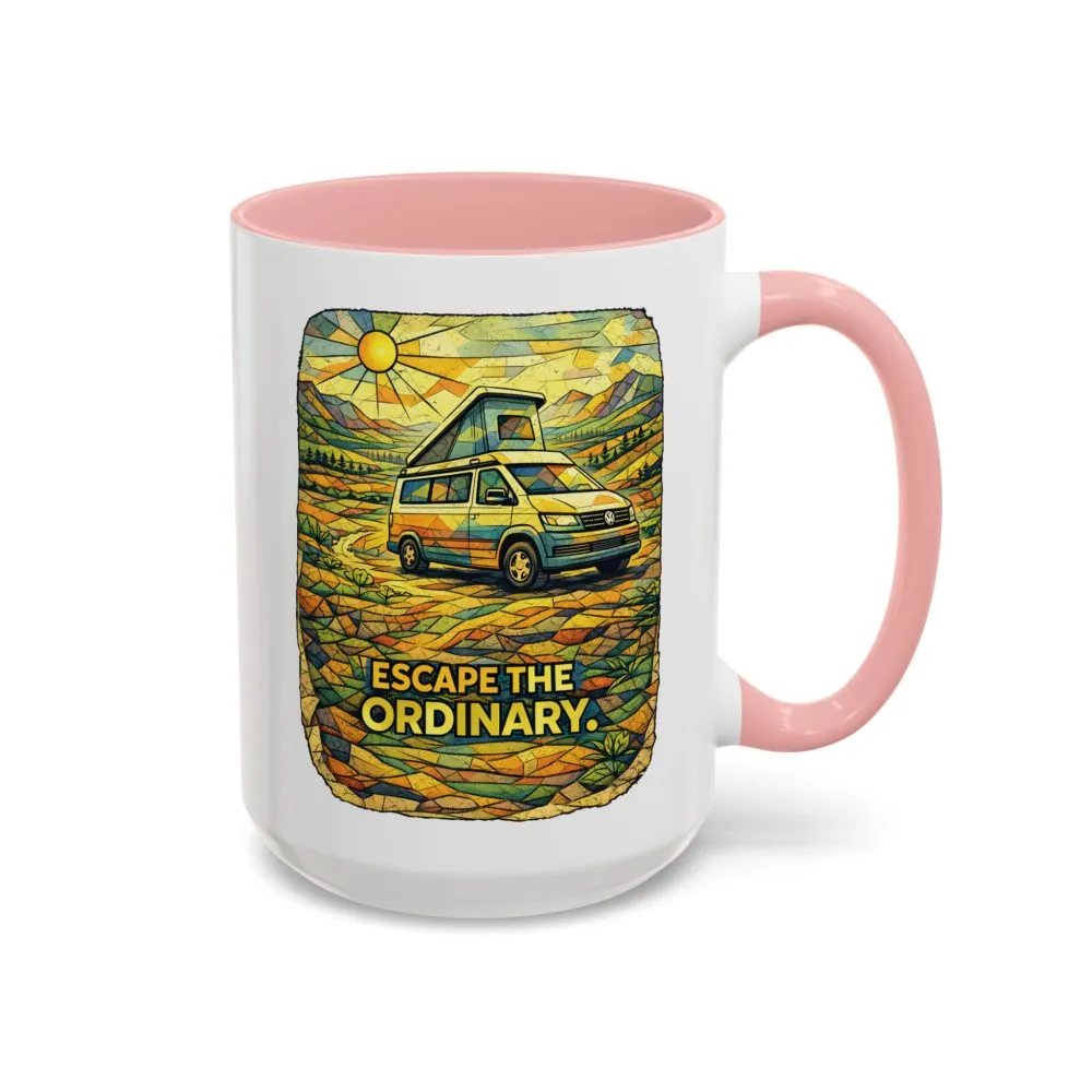 Accent Coffee Mug (11, 15oz) — "Escape The Ordinary" Design Cubic-Line