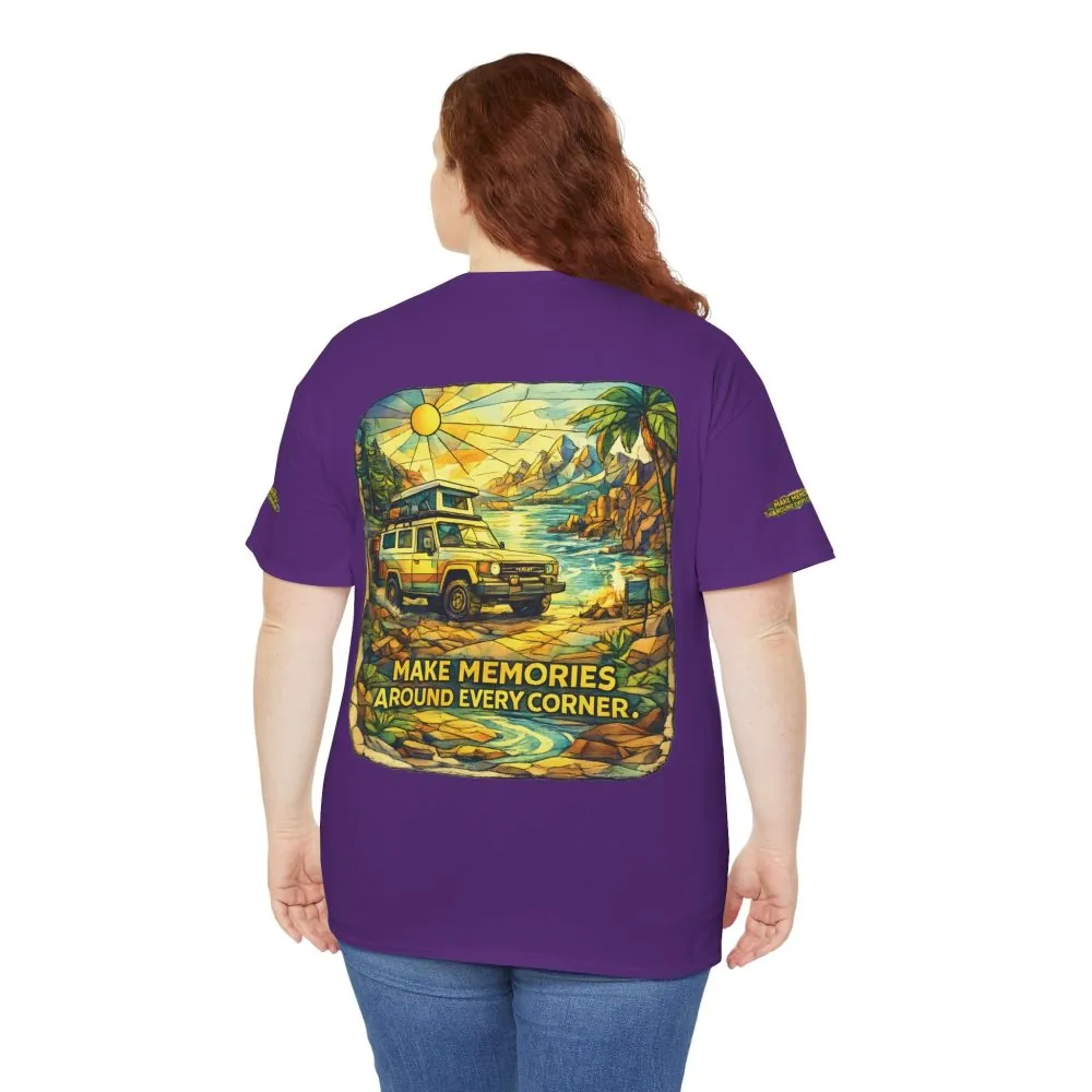 12592535851834187152_2048.jpeg Unisex Heavy Cotton Tee — "Make Memories Around Every Corner" Design Cubic-Line