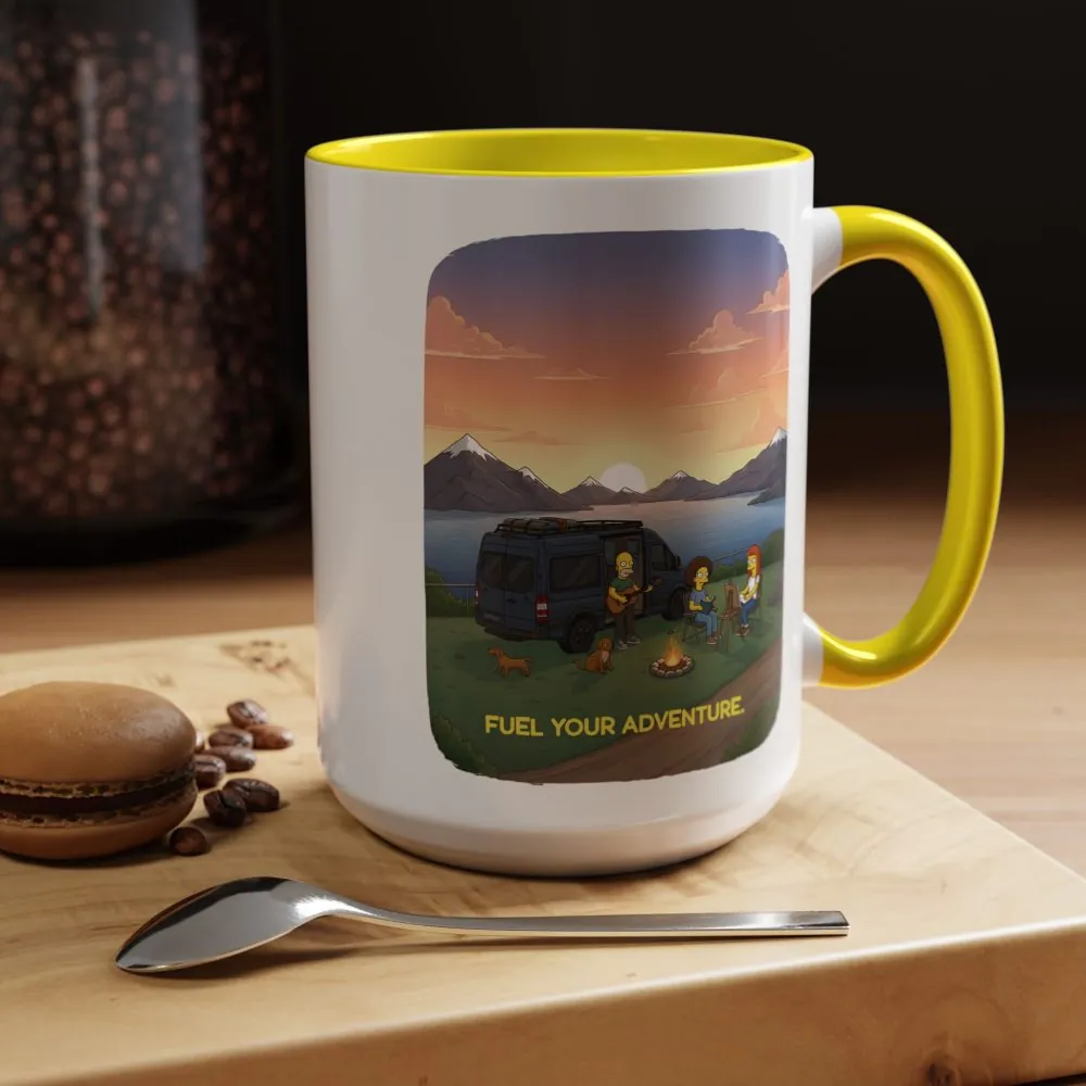 Accent Coffee Mug (11, 15oz) — "Fuel Your Adventure" Design Sitcom-Line