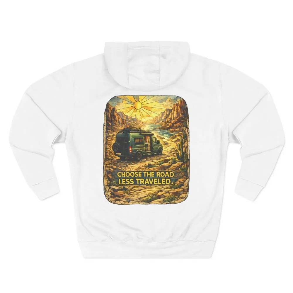 Three-Panel Fleece Hoodie - "Choose The Road Less Traveled" Design Cubic-Line