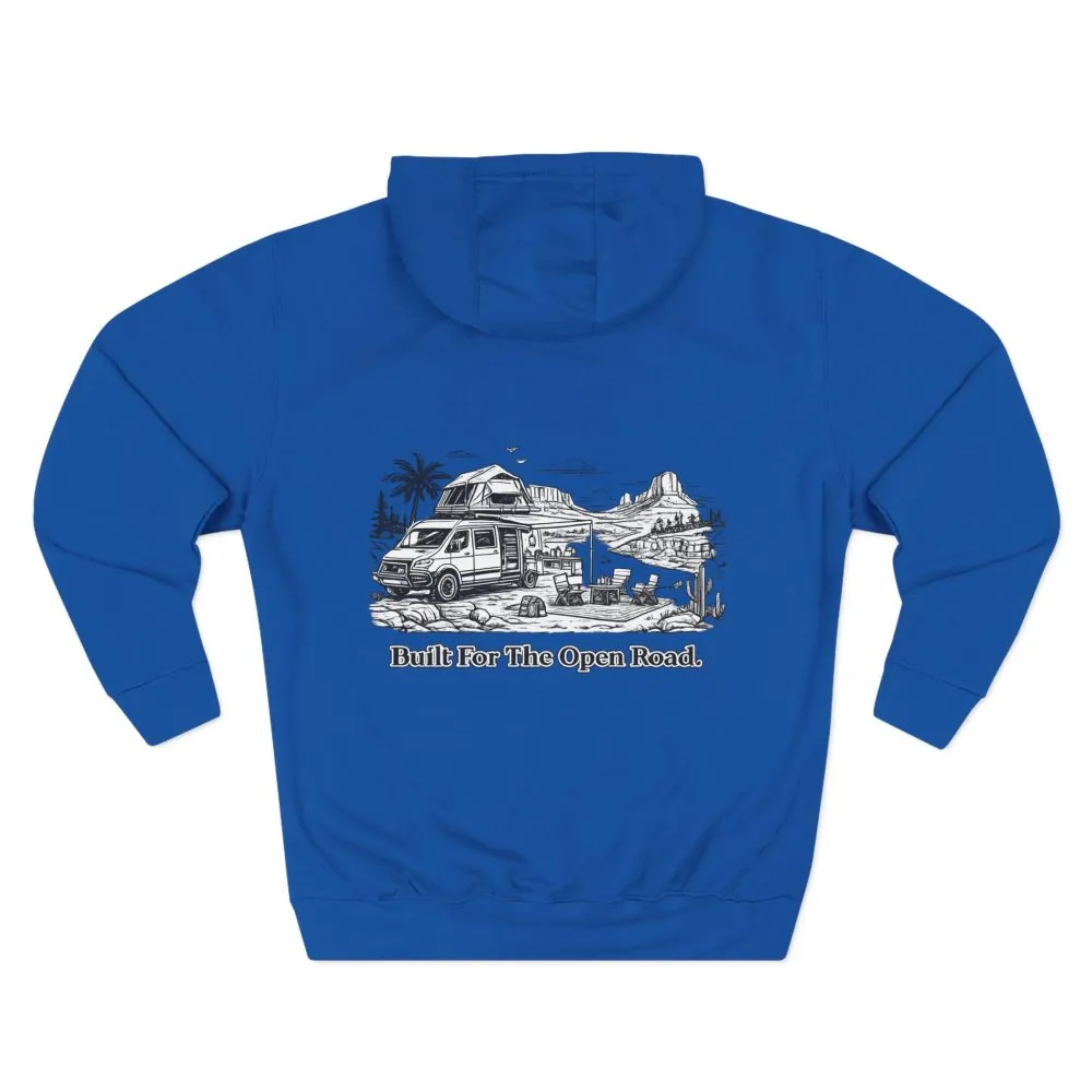 12632263014216023015_2048.jpeg Three-Panel Fleece Hoodie - "Built For The Open Road" Design Minimal-Line