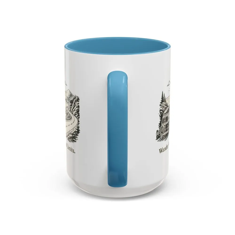 Accent Coffee Mug (11, 15oz) — "Wander Without Limits" Design Minimal-Line