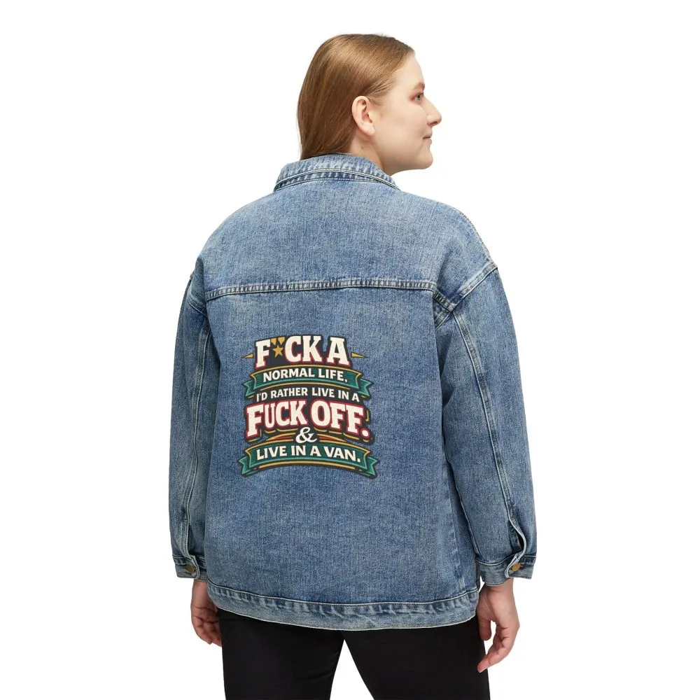 1264659294782462332_2048.jpeg Women's Denim Jacket — "Fuck A Normal Life" Design F**K-Line