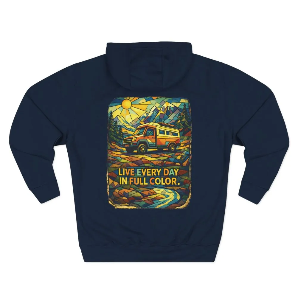 12656912530442455879_2048.jpeg Three-Panel Fleece Hoodie - "Live Life Every Day In Full Color" Design Cubic-Line