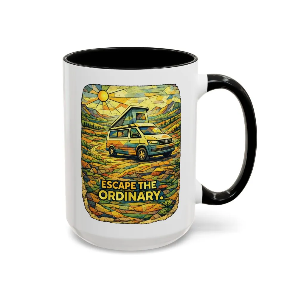 Accent Coffee Mug (11, 15oz) — "Escape The Ordinary" Design Cubic-Line