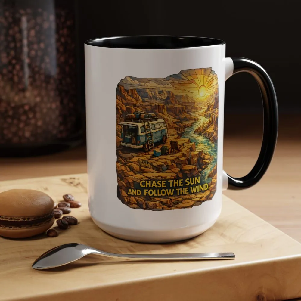 12688679246533101802_2048.jpeg Accent Coffee Mug (11, 15oz) — "Chase The Sun And Follow The Wind" Design Cubic-Line