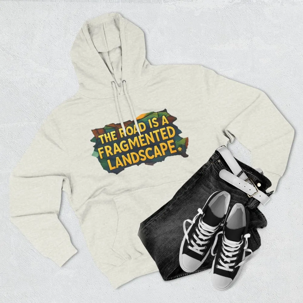 12699452497130328895_2048.jpeg Three-Panel Fleece Hoodie - "The Road Is A Fragmented Landscape" Design Cubic-Line