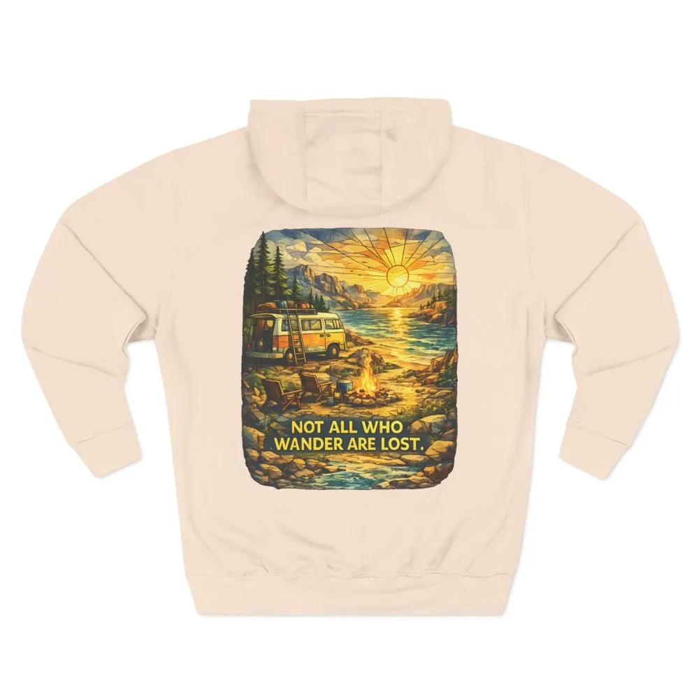 12713840564908284191_2048.jpeg Three-Panel Fleece Hoodie - "Not All Who Wander Are Lost" Design Cubic-Line