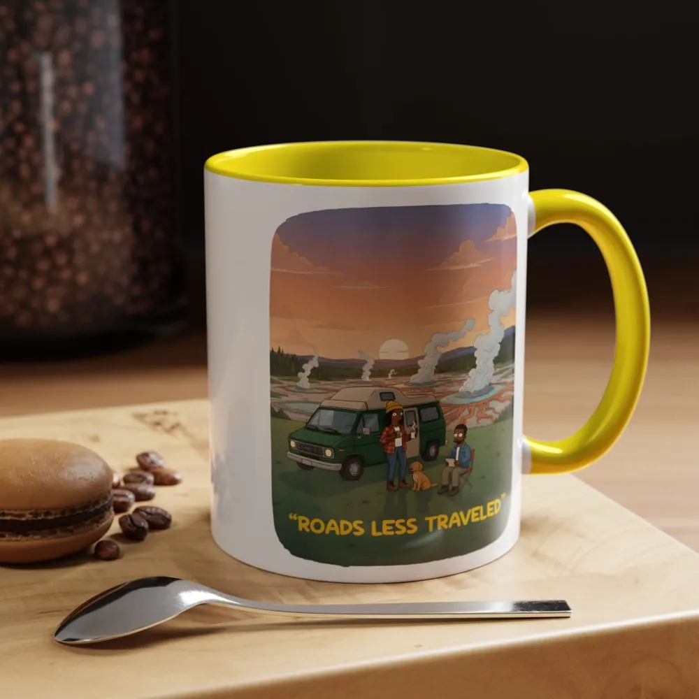 Accent Coffee Mug (11, 15oz) — "Roads Less Traveled" Design Sitcom-Line