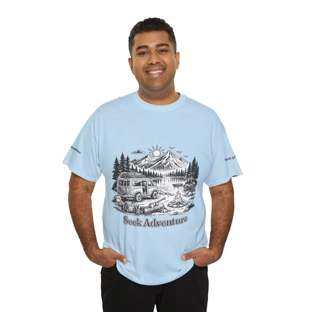 12725176225997136900_2048.jpeg Unisex Heavy Cotton Tee — "Seek Adventure" Design Minimal-Line