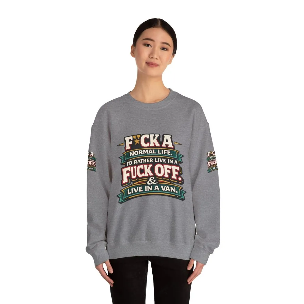 1272911620250629587_2048.jpeg Unisex Heavy Blend™ Crewneck Sweatshirt — "Fuck A Normal Life" Design F**K-Line