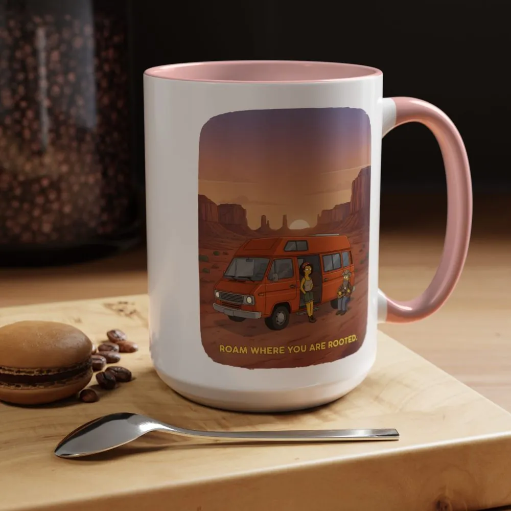Accent Coffee Mug (11, 15oz) — "Roam Where You Are Rooted" Design Sitcom-Line