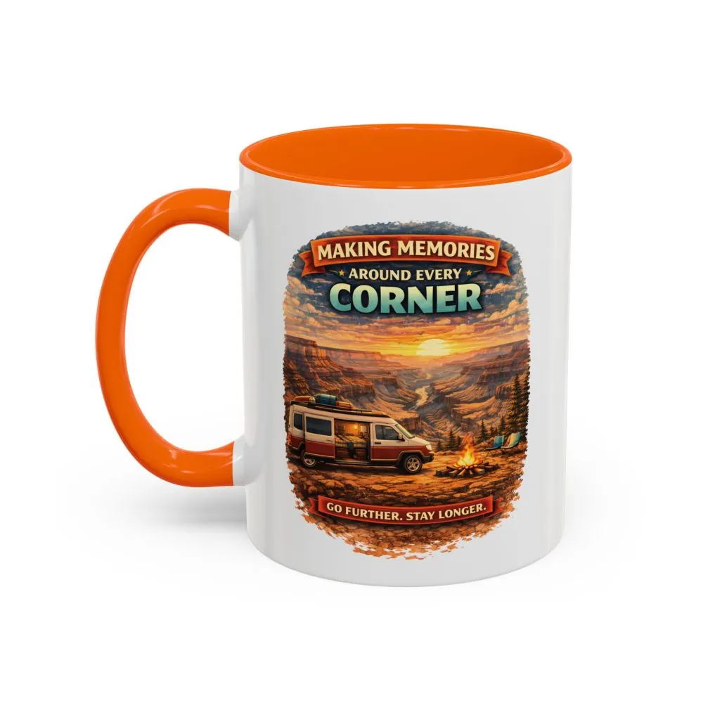 Accent Coffee Mug (11, 15oz) — "Making Memories Around Every Corner" Design Scenic-Line