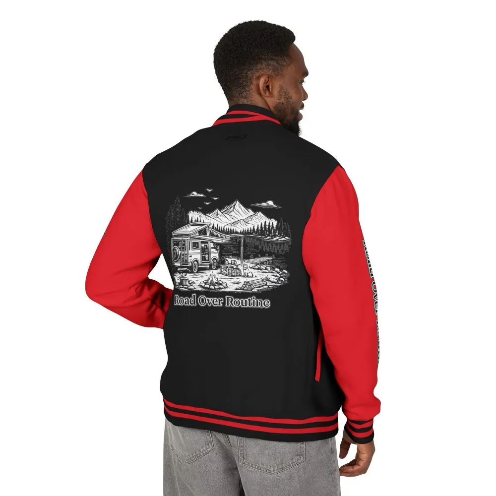 12744544910047904827_2048.jpeg Unisex Heavyweight Letterman Jacket — "Road Over Routine" Travel Varsity Coat