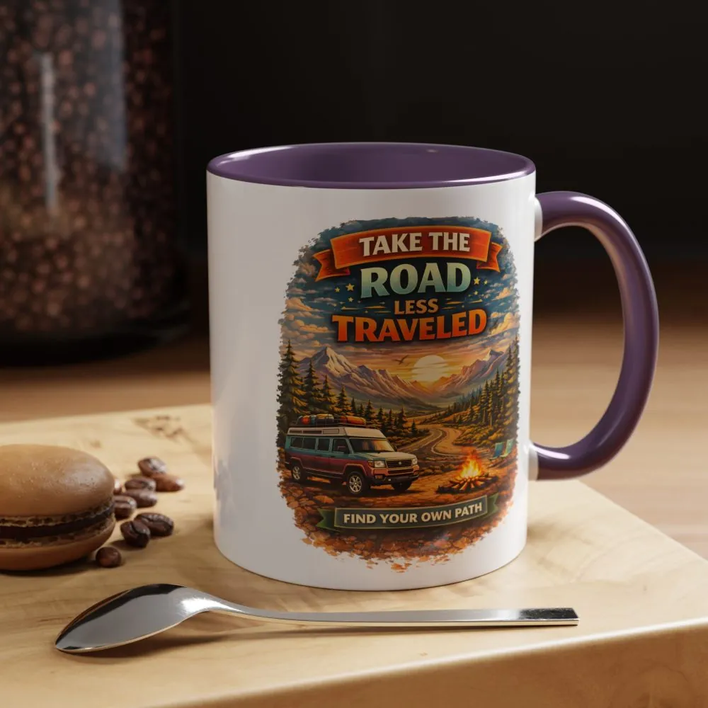 12747862095995489397_2048.jpeg Accent Coffee Mug (11, 15oz) — "Take The Road Less Traveled" Design Scenic-Line