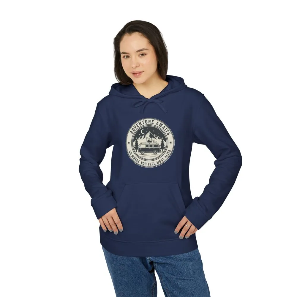 12753462765492349507_2048.jpeg Hoodie(Adidas) — 'Adventure Awaits-Go Where You Feel Most Alive' Outdoor Travel Pullover (Front + Back Printed)