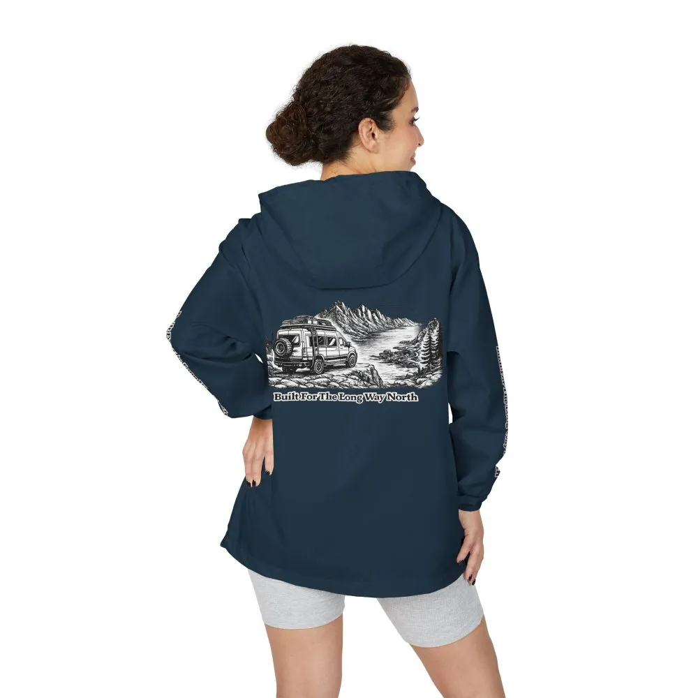 Unisex Full-Zip Windbreaker Jacket — "Built For The Long Way North" (Design "Minimal-Line")