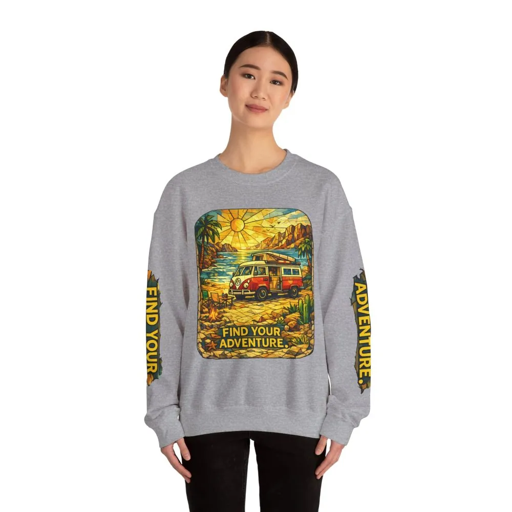 12762436875693181234_2048.jpeg Unisex Heavy Blend™ Crewneck Sweatshirt — "Find Your Adventure" Design Cubic-Line