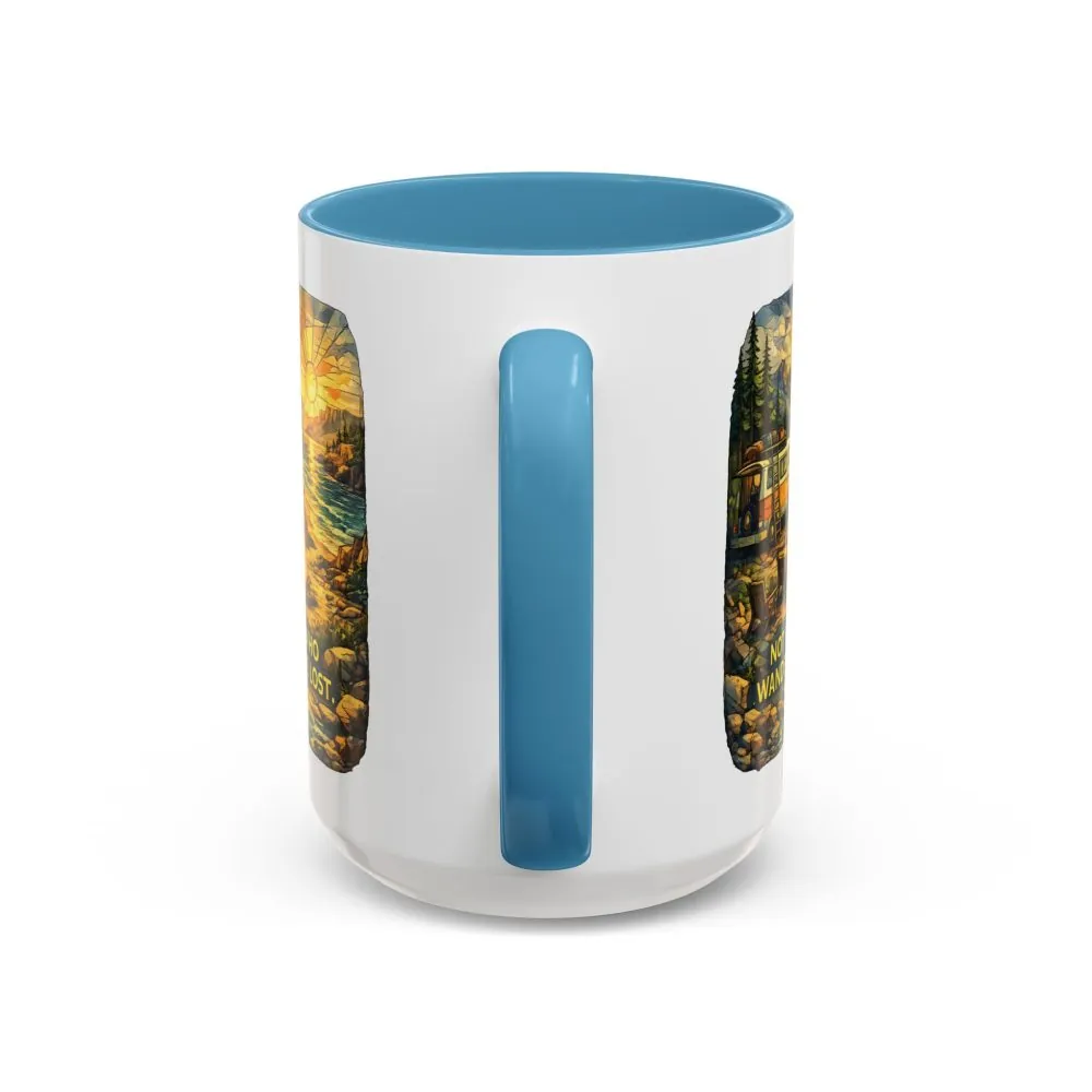 Accent Coffee Mug (11, 15oz) — "Not All Who Wander Are Lost" Design Cubic-Line