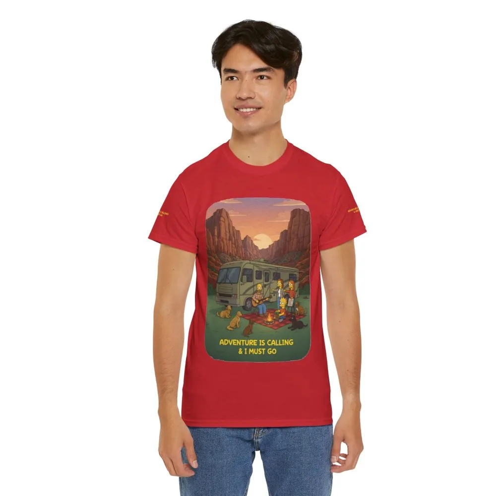 1278357653868327256_2048.jpeg Unisex Heavy Cotton Tee — "Adventure Is Calling-I Must Go" Design Sitcom-Line