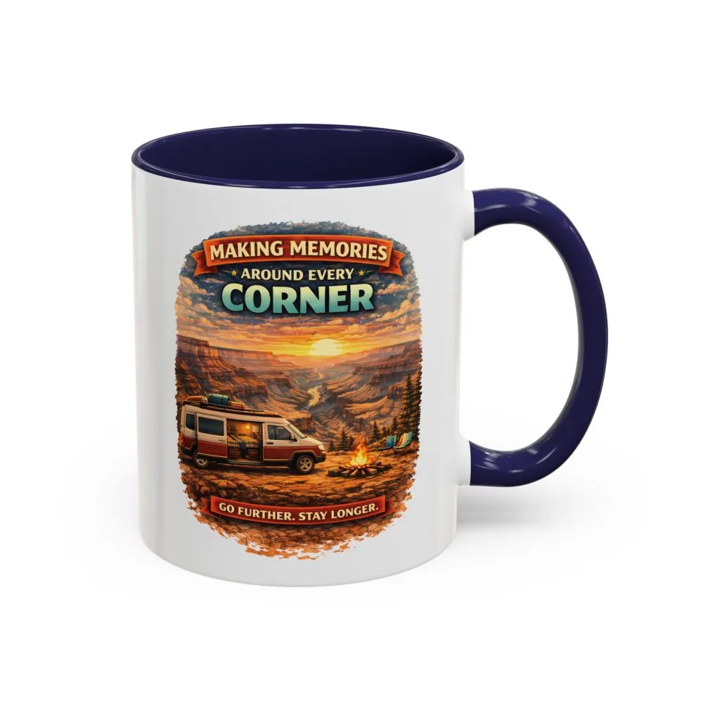 Accent Coffee Mug (11, 15oz) — "Making Memories Around Every Corner" Design Scenic-Line