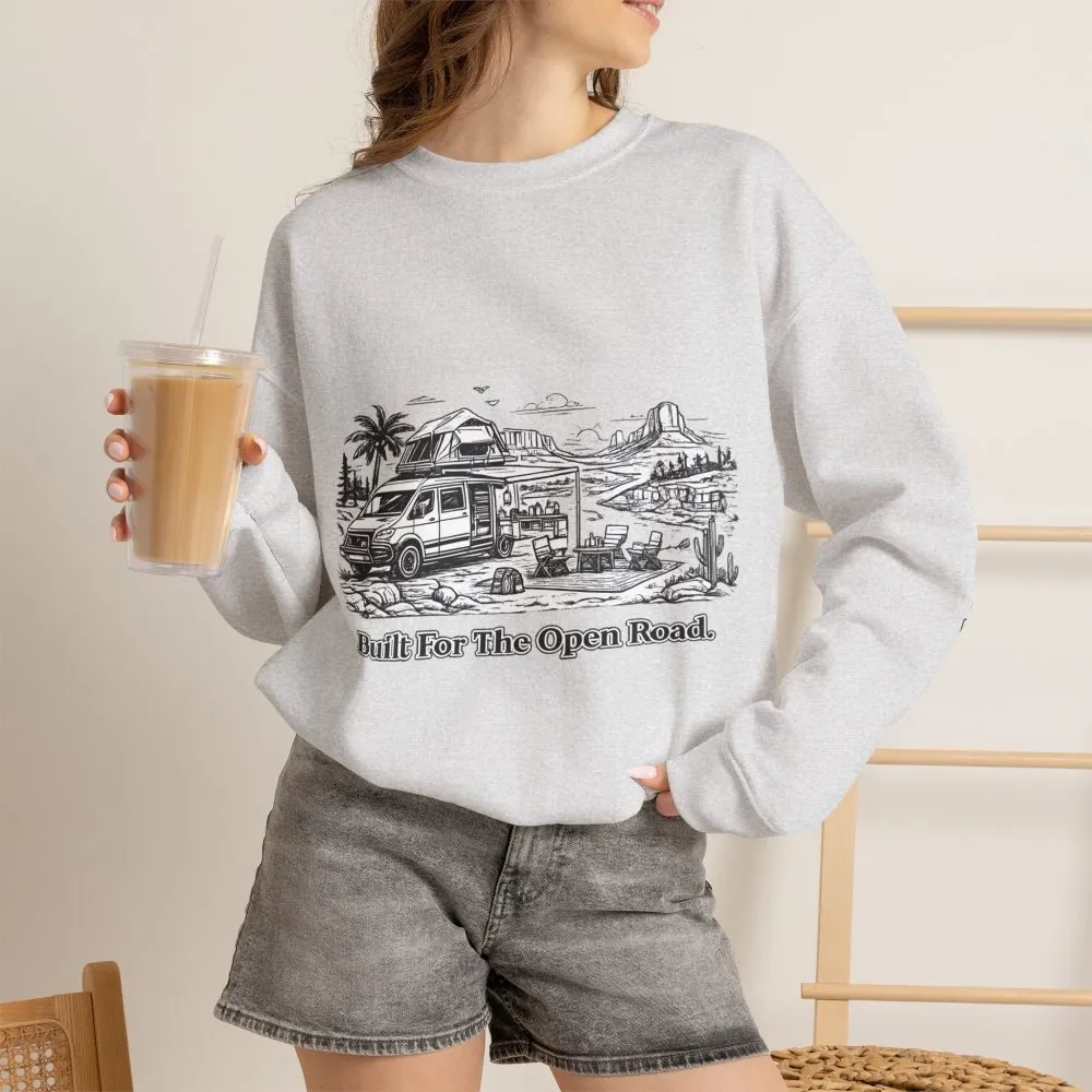 12785624407464846317_2048.jpeg Unisex Heavy Blend™ Crewneck Sweatshirt — "Built For The Open Road" Design Minimal-Line