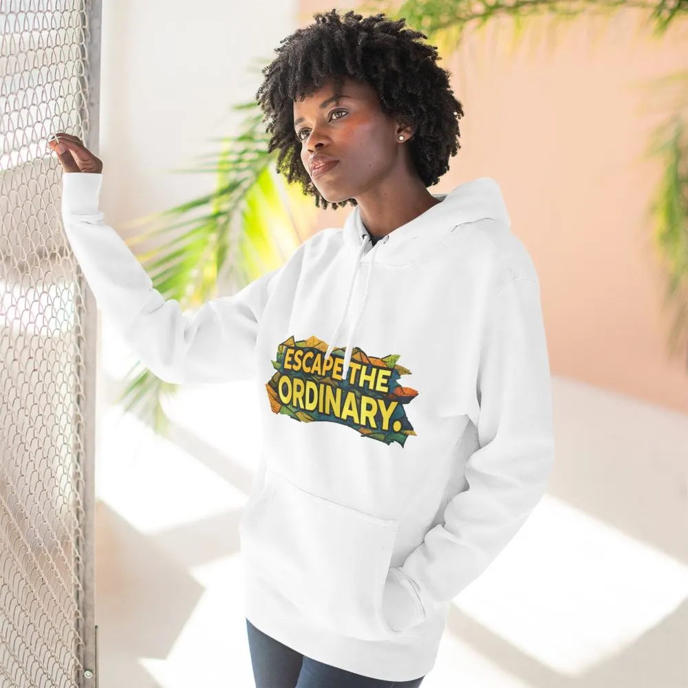 12798565076972229663_2048.jpeg Three-Panel Fleece Hoodie - "Escape The Ordinary" Design Cubic-Line