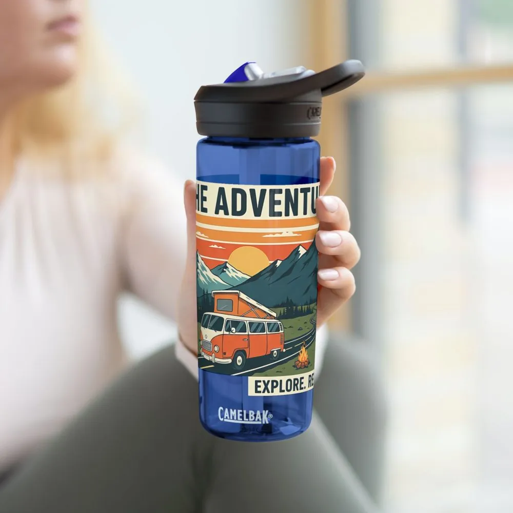 12800210398750681601_2048.jpeg Water Bottle — 20/25oz CamelBak Eddy® | "Adventure Is Out There " Retro Mountain & Van Camping Design