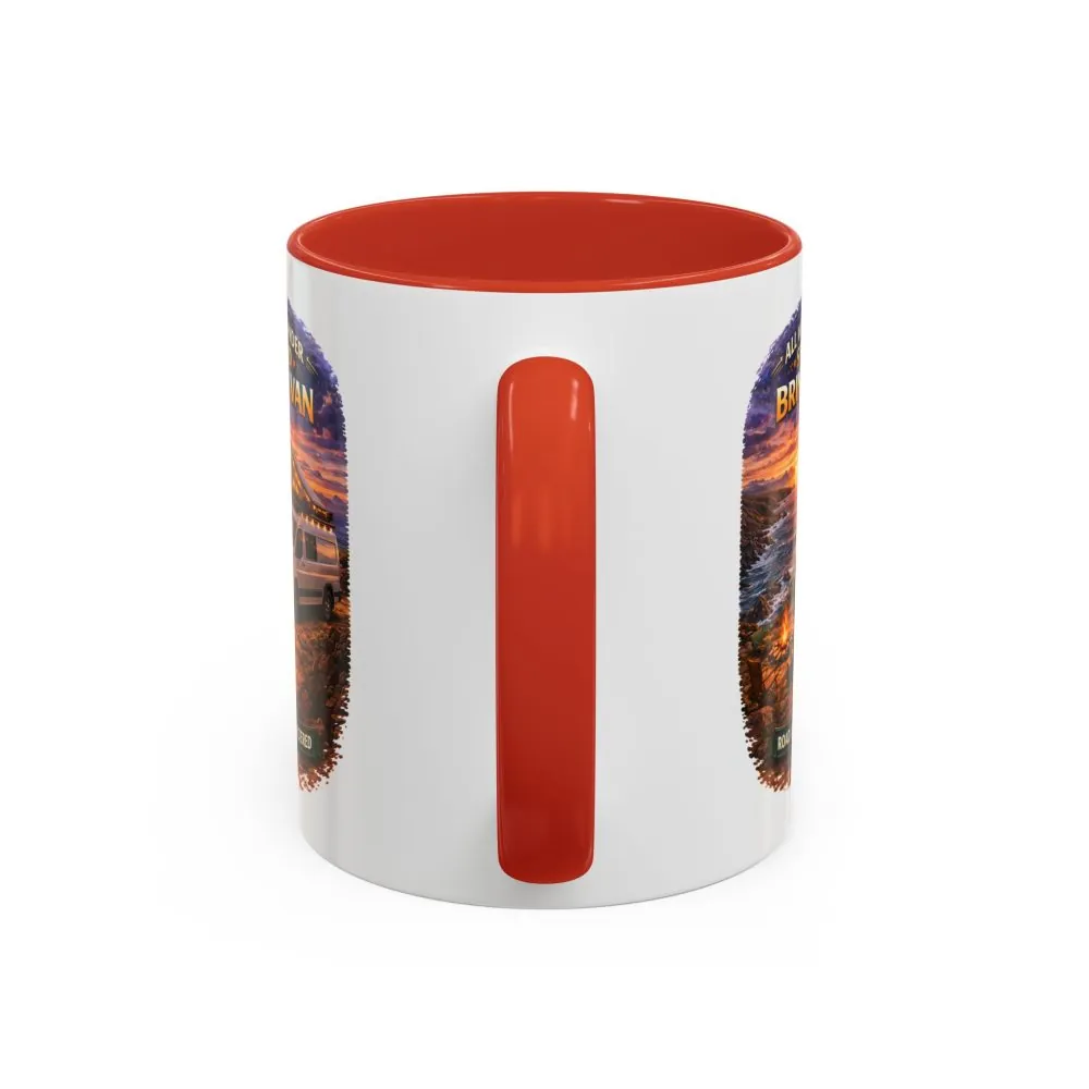 Accent Coffee Mug (11, 15oz) — "All Who wander Should Bring A Van" Design Scenic-Line