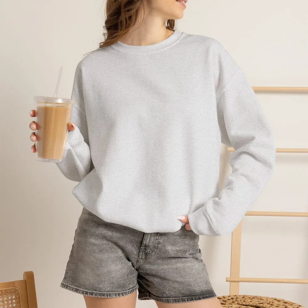 Crewneck Sweatshirt — "ROAD WHERE MADE FOR JOURNEYS-NOT DESTINATIONS" (Only Back printed) Vintage Camper Van Outdoor Graphic