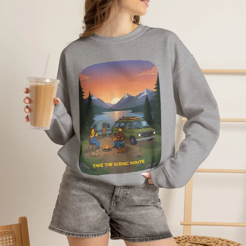 Unisex Heavy Blend™ Crewneck Sweatshirt — "Take The Scenic Route" Design Sitcom-Line