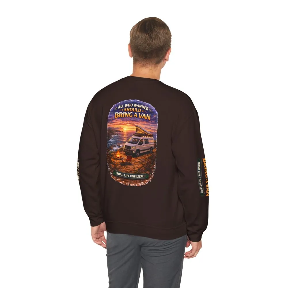 12842093424271435650_2048.jpeg Unisex Heavy Blend™ Crewneck Sweatshirt — "All Who wander Should Bring A Van" Design Scenic-Line