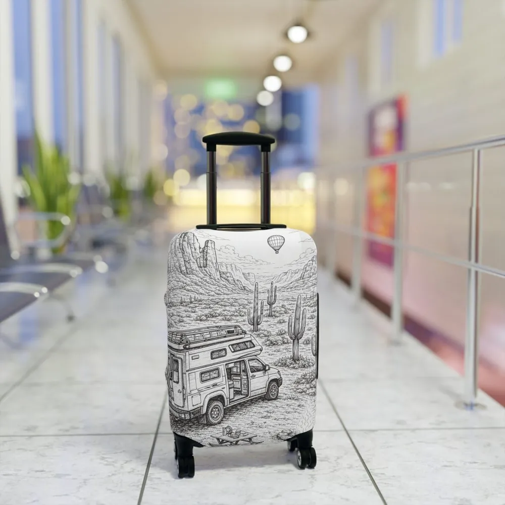 Luggage Cover — Adventure Camper Sketch Travel Suitcase